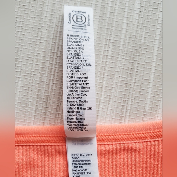 Athleta Aurora Seamless Ribbed Cropped Tank Top Neon Coral Size Small V Neck NWT - Picture 9 of 9